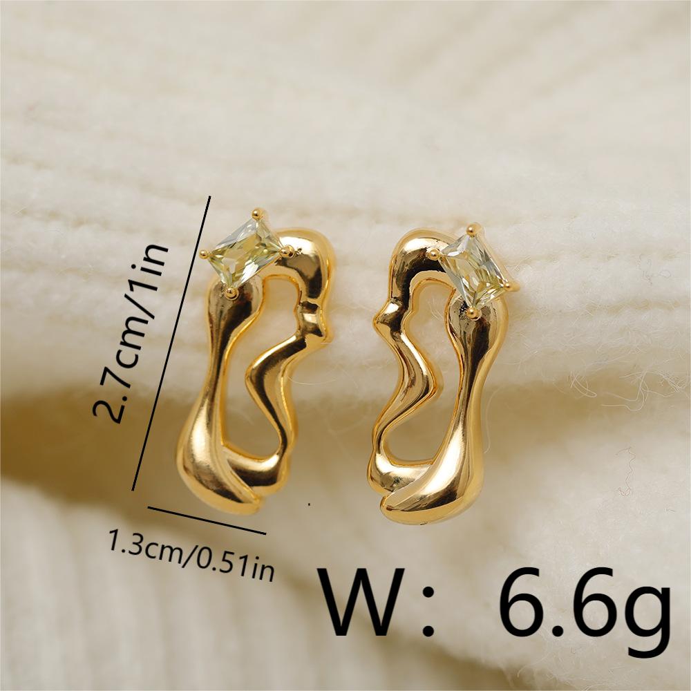 1 Pair IG Style Water Droplets Plating Copper 18K Gold Plated Ear Studs