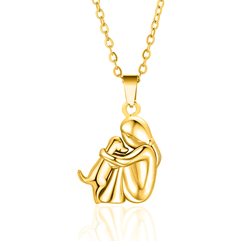 Cute Dog Alloy Irregular Vacuum Vapor Plating Black Gold Plated Women'S Pendant Necklace