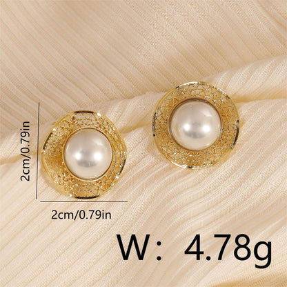 1 Pair Vintage Style Round Copper 18K Gold Plated Ear Studs