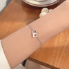 Sterling Silver Romantic Simple Style Quadrilateral Round Buckle Inlay Zircon Bracelets