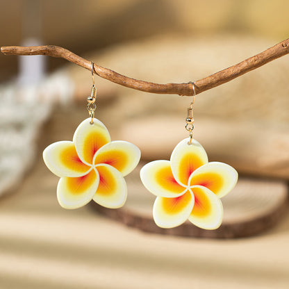 1 Pair Vacation Flower Wood Ear Hook