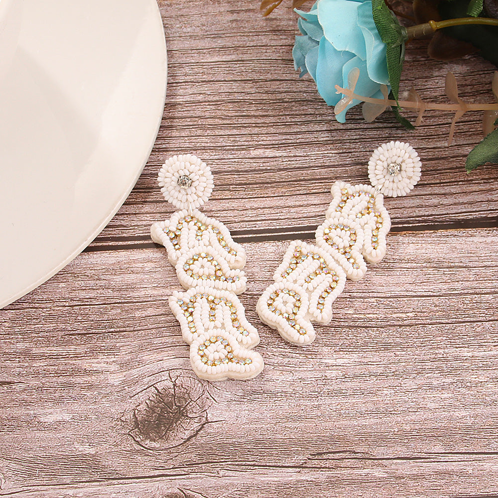 1 Pair Vintage Style Mama Letter Braid Nylon Drop Earrings