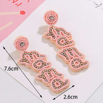 1 Pair Vintage Style Mama Letter Braid Nylon Drop Earrings