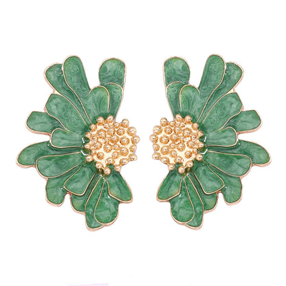 1 Pair Sweet Flower Enamel Plating Alloy Ear Studs