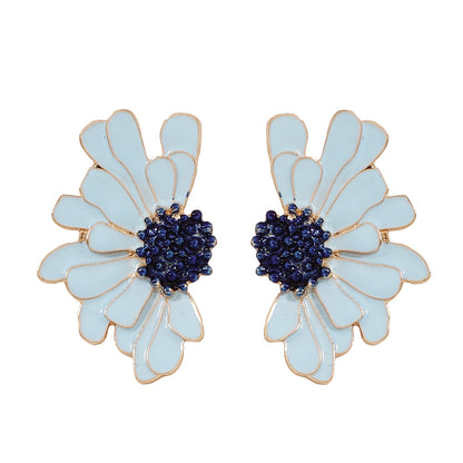 1 Pair Sweet Flower Enamel Plating Alloy Ear Studs