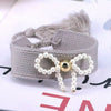 Elegant Classic Style Bow Knot Imitation Pearl Rope Women's Drawstring Bracelets