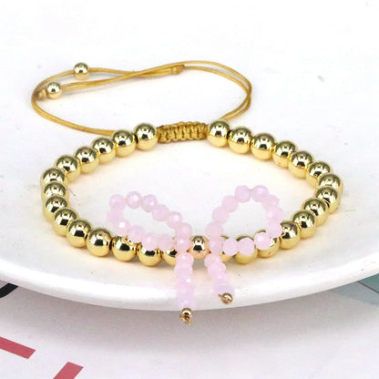 Elegant Vintage Style Simple Style Bow Knot Artificial Crystal Copper Beaded Women's Bracelets