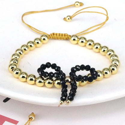 Elegant Vintage Style Simple Style Bow Knot Artificial Crystal Copper Beaded Women's Bracelets