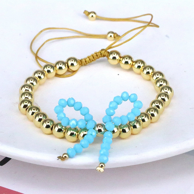 Elegant Vintage Style Simple Style Bow Knot Artificial Crystal Copper Beaded Women's Bracelets