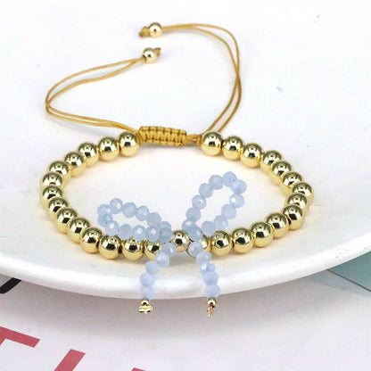 Elegant Vintage Style Simple Style Bow Knot Artificial Crystal Copper Beaded Women's Bracelets