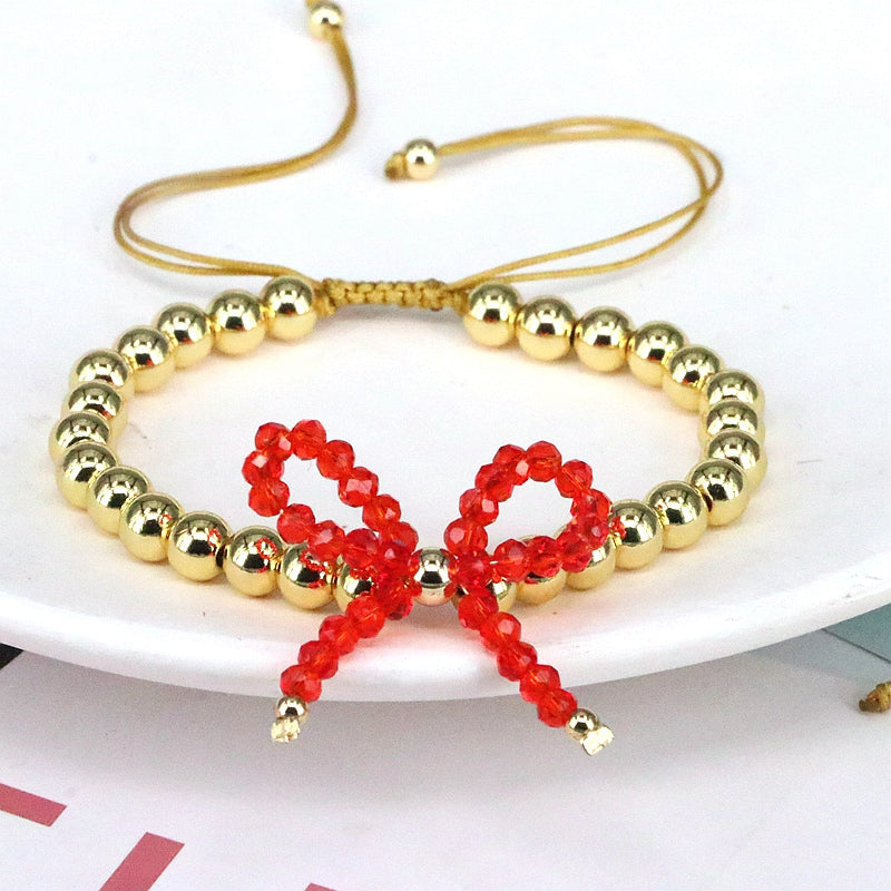 Elegant Vintage Style Simple Style Bow Knot Artificial Crystal Copper Beaded Women's Bracelets