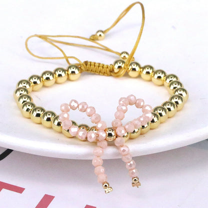 Elegant Vintage Style Simple Style Bow Knot Artificial Crystal Copper Beaded Women's Bracelets