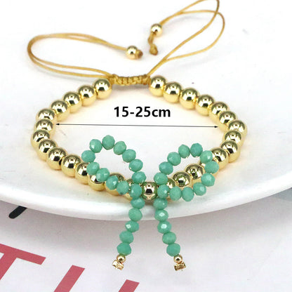 Elegant Vintage Style Simple Style Bow Knot Artificial Crystal Copper Beaded Women's Bracelets