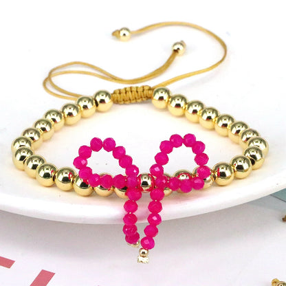 Elegant Vintage Style Simple Style Bow Knot Artificial Crystal Copper Beaded Women's Bracelets