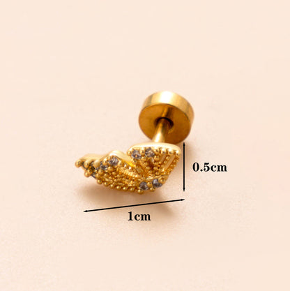 1 Piece Classic Style Geometric Polishing Plating Inlay Stainless Steel Copper Diamond 18K Gold Plated Cartilage Earrings