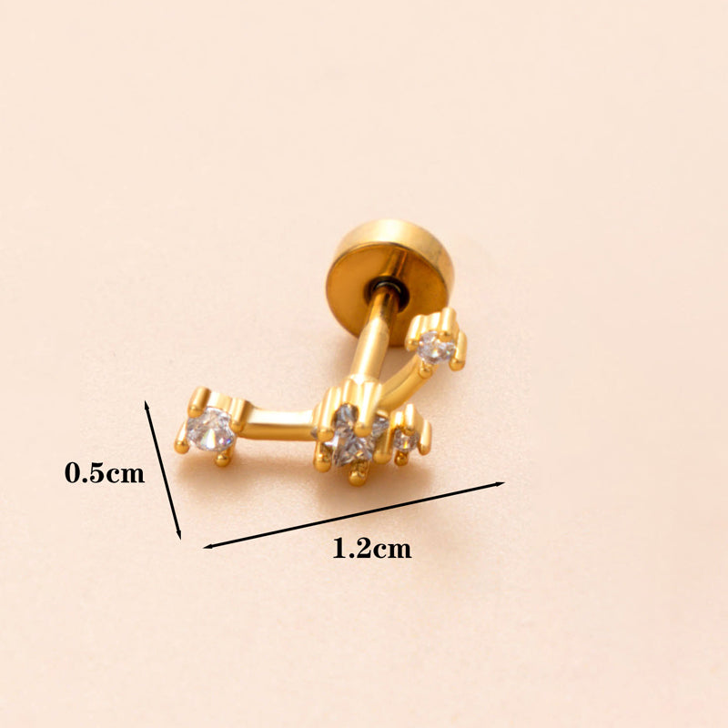 1 Piece Classic Style Geometric Polishing Plating Inlay Stainless Steel Copper Diamond 18K Gold Plated Cartilage Earrings