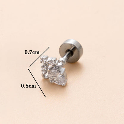 1 Piece Classic Style Geometric Polishing Plating Inlay Stainless Steel Copper Diamond 18K Gold Plated Cartilage Earrings