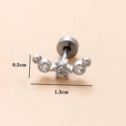 1 Piece Classic Style Geometric Polishing Plating Inlay Stainless Steel Copper Diamond 18K Gold Plated Cartilage Earrings