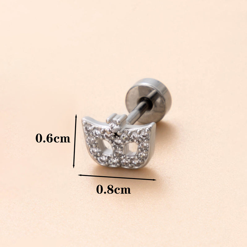 1 Piece Classic Style Geometric Polishing Plating Inlay Stainless Steel Copper Diamond 18K Gold Plated Cartilage Earrings