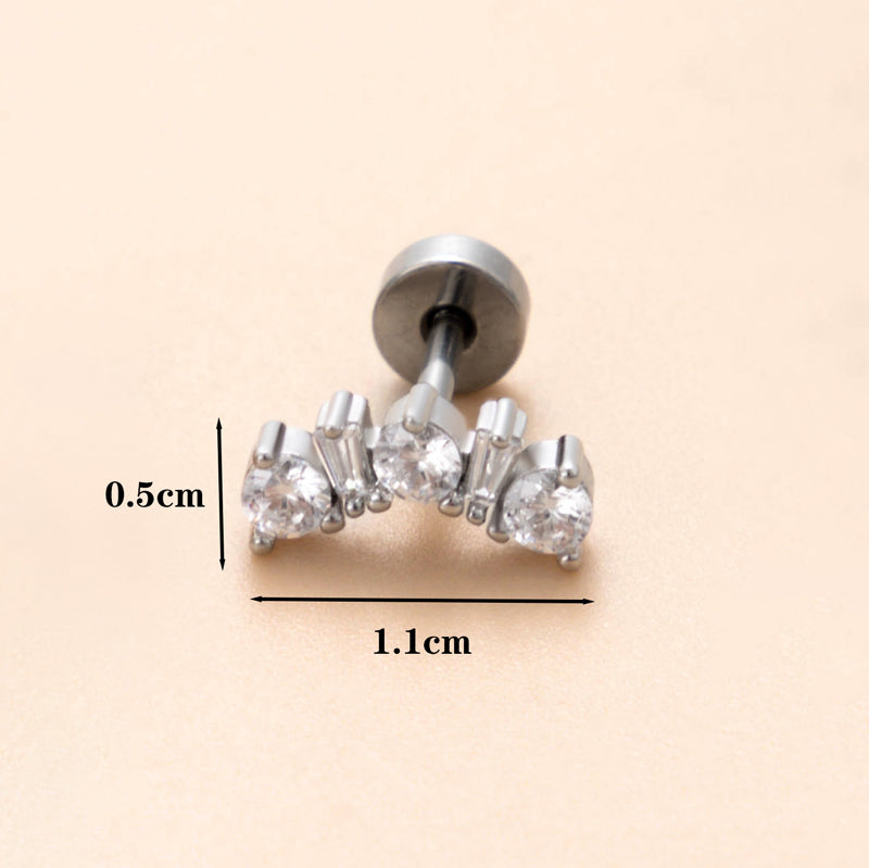 1 Piece Classic Style Geometric Polishing Plating Inlay Stainless Steel Copper Diamond 18K Gold Plated Cartilage Earrings