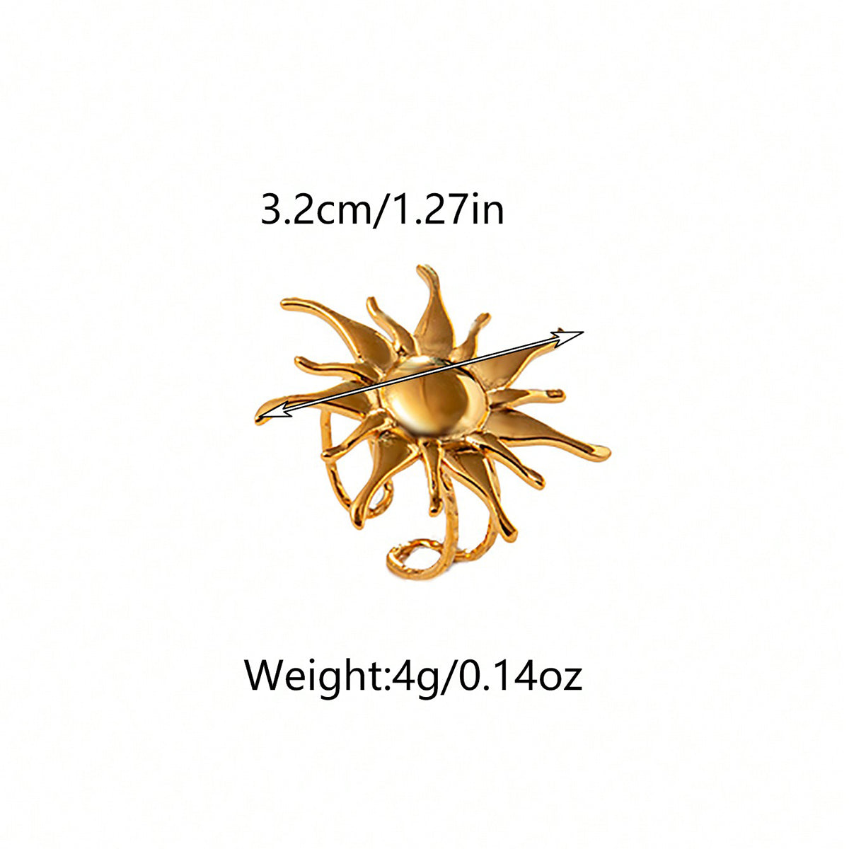 Stainless Steel Gold Plated Retro Sun Open Rings