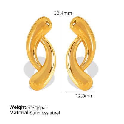 1 Pair Retro Simple Style Geometric Titanium Steel 18K Gold Plated Ear Studs