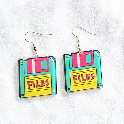 1 Pair Cute Funny Geometric Rubik'S Cube Arylic Alloy Drop Earrings