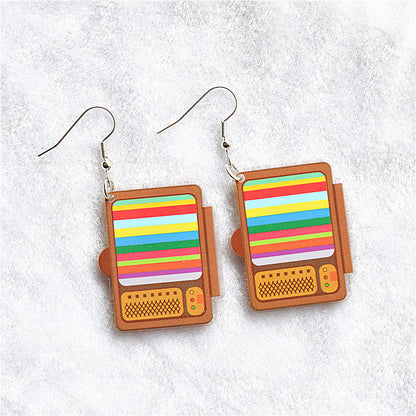 1 Pair Cute Funny Geometric Rubik'S Cube Arylic Alloy Drop Earrings