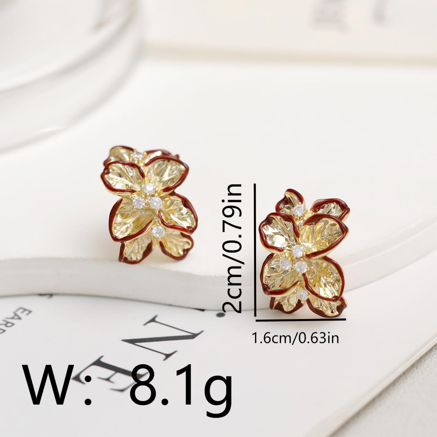 1 Pair Cute Sweet Flower Plating Copper 18K Gold Plated Ear Studs