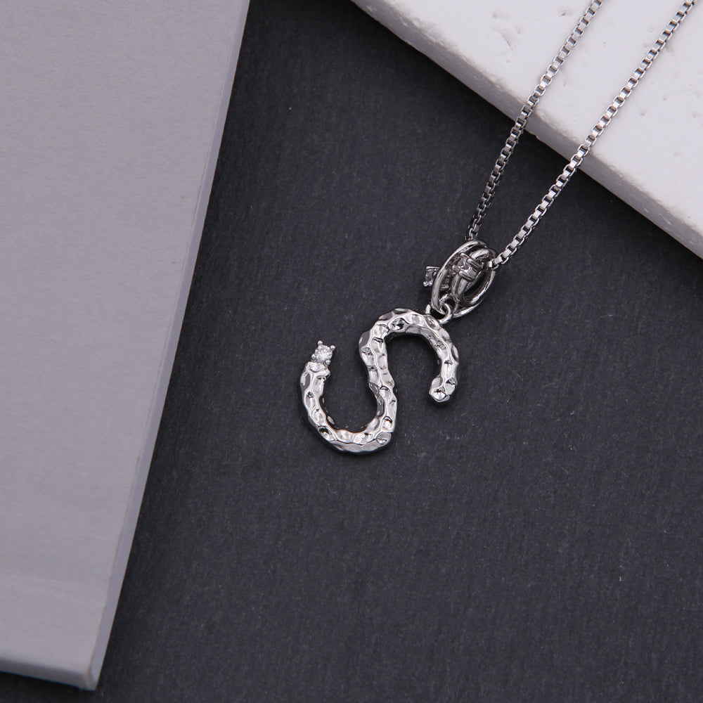 Copper White Gold Plated Simple Style Shiny Letter Inlay Zircon Pendant Necklace