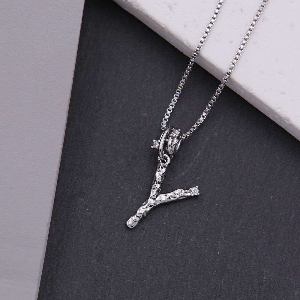 Copper White Gold Plated Simple Style Shiny Letter Inlay Zircon Pendant Necklace