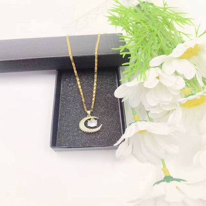 Stainless Steel Elegant Moon Pendant Necklace