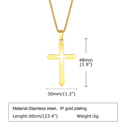 Hip-Hop Simple Style Streetwear Cross Stainless Steel Hollow Out 18K Gold Plated Men's Pendant Necklace