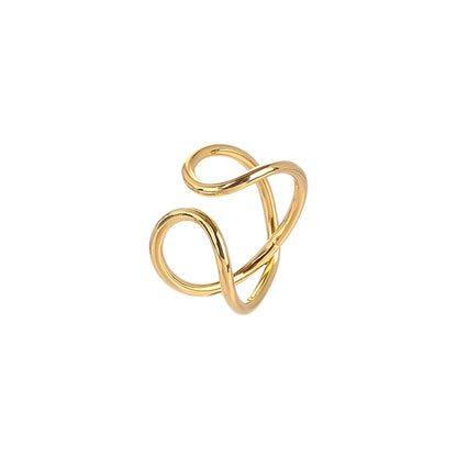 Stainless Steel 14K Gold Plated Hip-Hop Simple Style Curve Plating Open Rings Rings