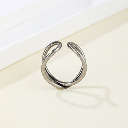 Stainless Steel 14K Gold Plated Hip-Hop Simple Style Curve Plating Open Rings Rings