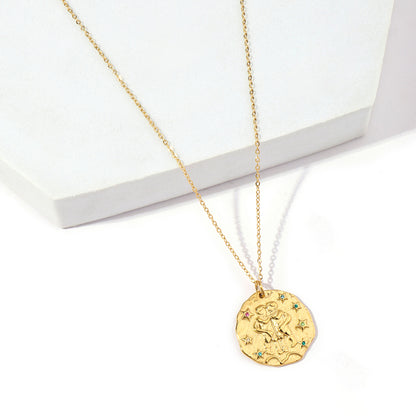 Stainless Steel 18K Gold Plated Simple Style Streetwear Geometric Inlay Zircon Pendant Necklace