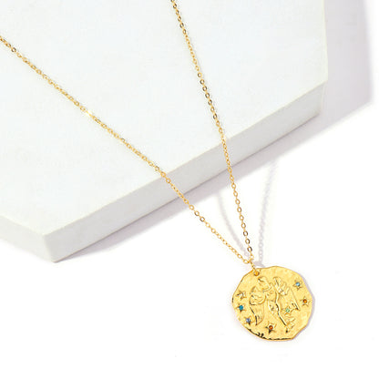 Stainless Steel 18K Gold Plated Simple Style Streetwear Geometric Inlay Zircon Pendant Necklace