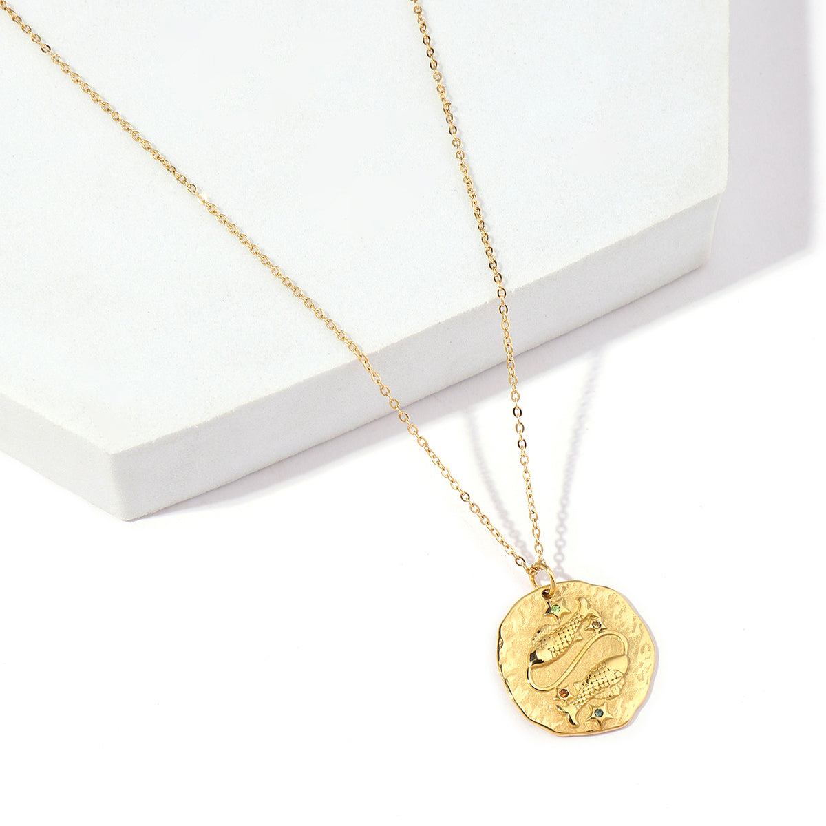 Stainless Steel 18K Gold Plated Simple Style Streetwear Geometric Inlay Zircon Pendant Necklace