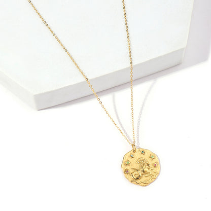 Stainless Steel 18K Gold Plated Simple Style Streetwear Geometric Inlay Zircon Pendant Necklace