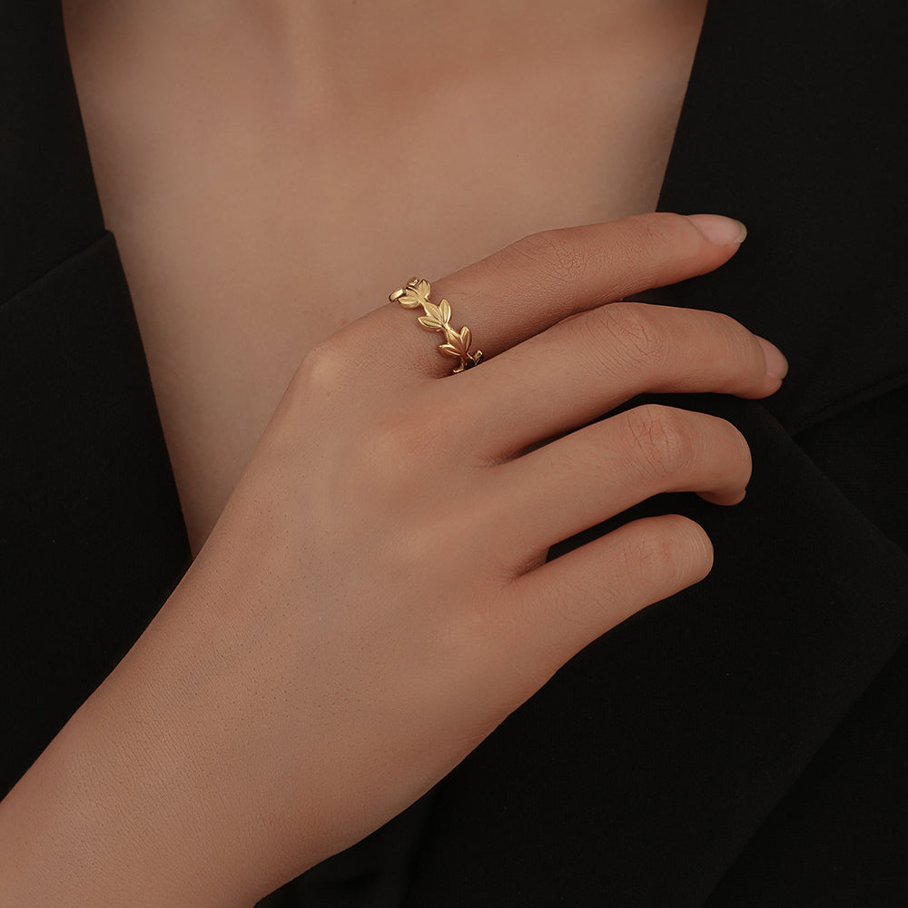 Stainless Steel 18K Gold Plated French Style Classic Style Geometric Enamel Hollow Out Open Rings