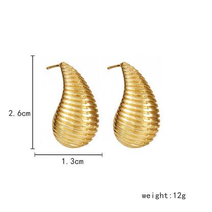 1 Pair Simple Style Classic Style Commute Water Droplets Carving Copper 18K Gold Plated Ear Studs