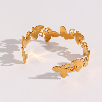 Stainless Steel 18K Gold Plated Simple Style Classic Style Butterfly Plating Bangle