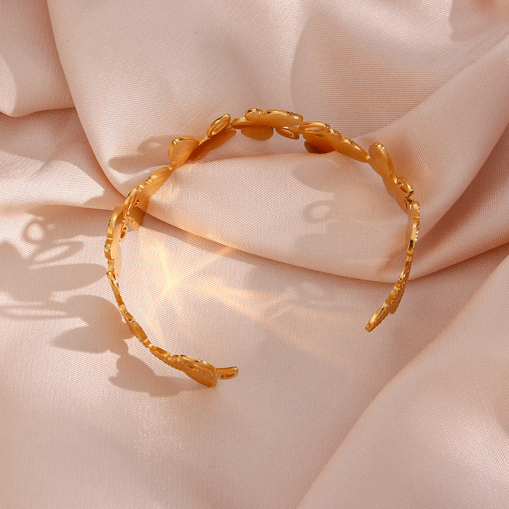 Stainless Steel 18K Gold Plated Simple Style Classic Style Butterfly Plating Bangle