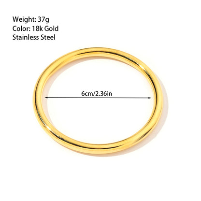 Stainless Steel 18K Gold Plated Retro Simple Style Solid Color Bangle