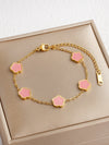 304 Stainless Steel 18K Gold Plated Cute Lady Sweet Enamel Flower Bracelets