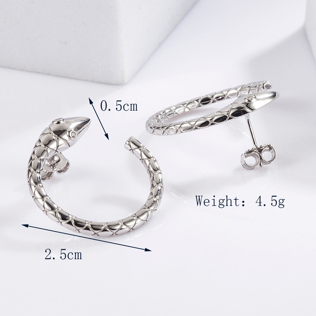 1 Pair Cute Sweet Circle Snake Butterfly Plating Inlay Sterling Silver Zircon White Gold Plated Ear Studs