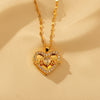 Titanium Steel 18K Gold Plated MAMA Sweet Simple Style Letter Heart Shape Inlay Artificial Diamond Pendant Necklace