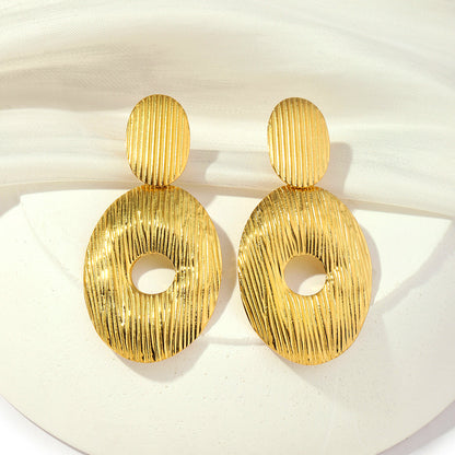 1 Pair Casual Retro Geometric Titanium Steel 18K Gold Plated Drop Earrings