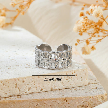 Stainless Steel Simple Style Irregular Eye Open Rings