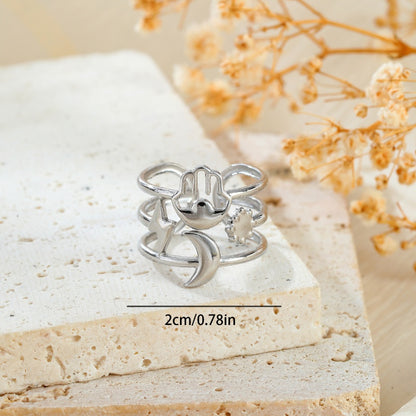 Stainless Steel Simple Style Irregular Eye Open Rings